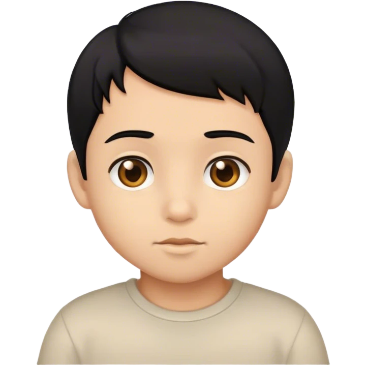 niño pequeño pelo negro y ojos marrones color miel emoji