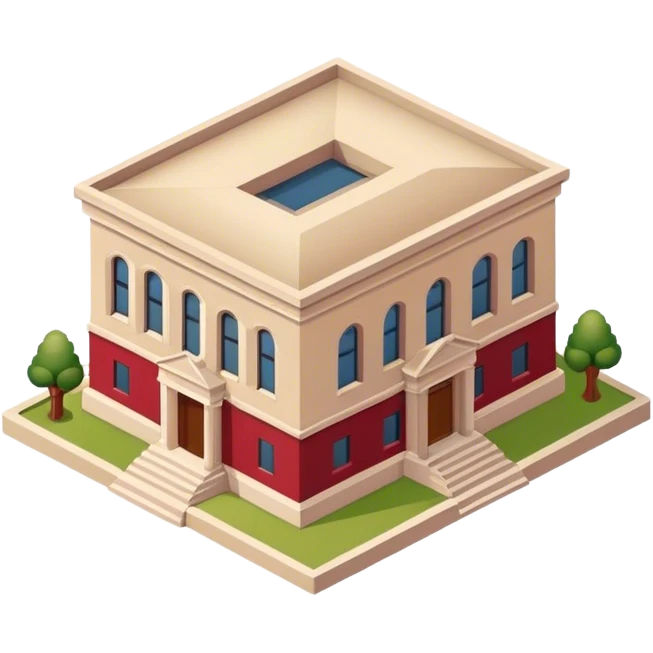 isometric beige and crimson school emoji