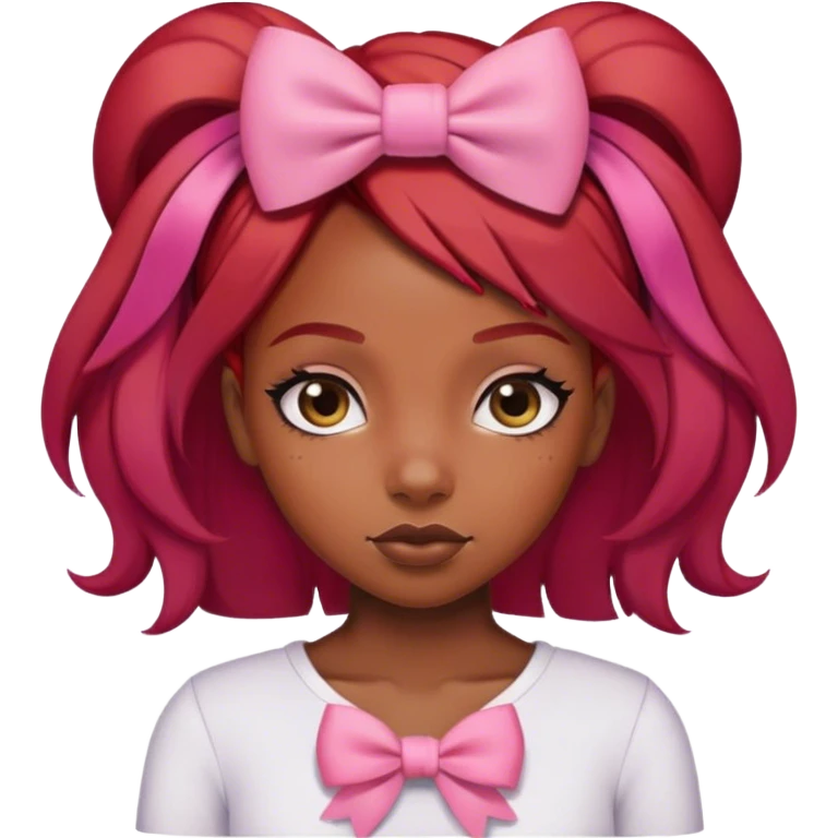 black girl with red hair and pink bow  emoji