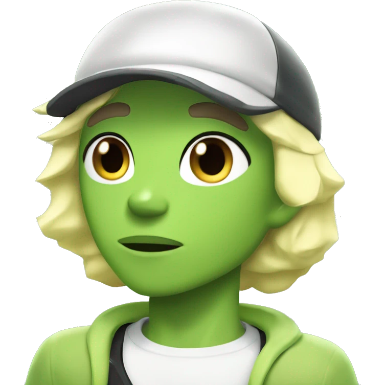 Peridot from Steven Universe, Green Skin, Blonde Triangle Hair, Visor emoji