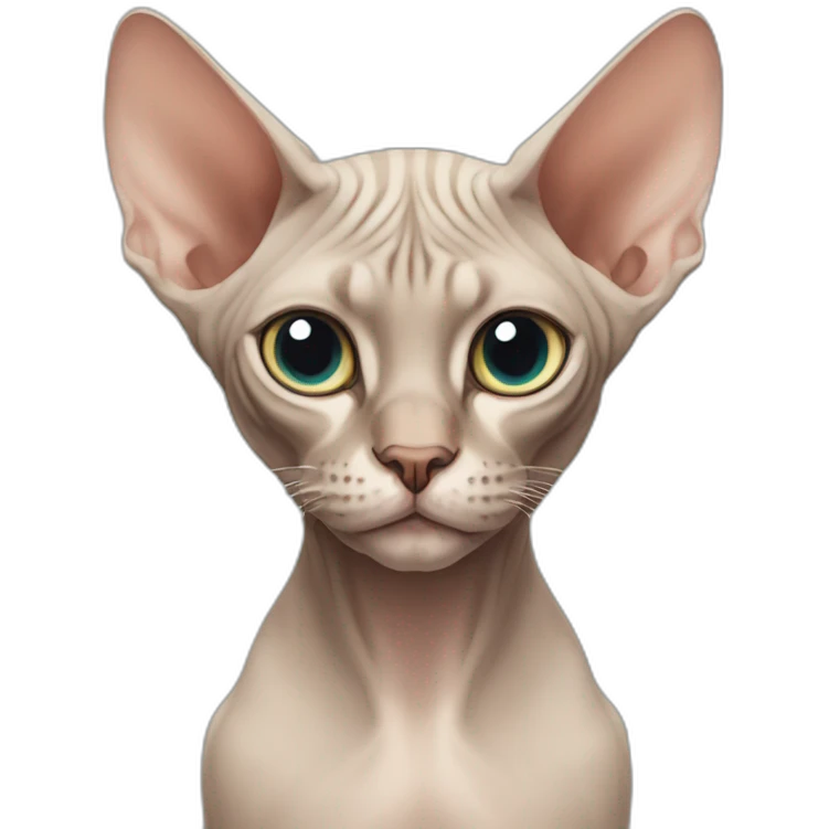 Sphynx cat and boy with long hair emoji