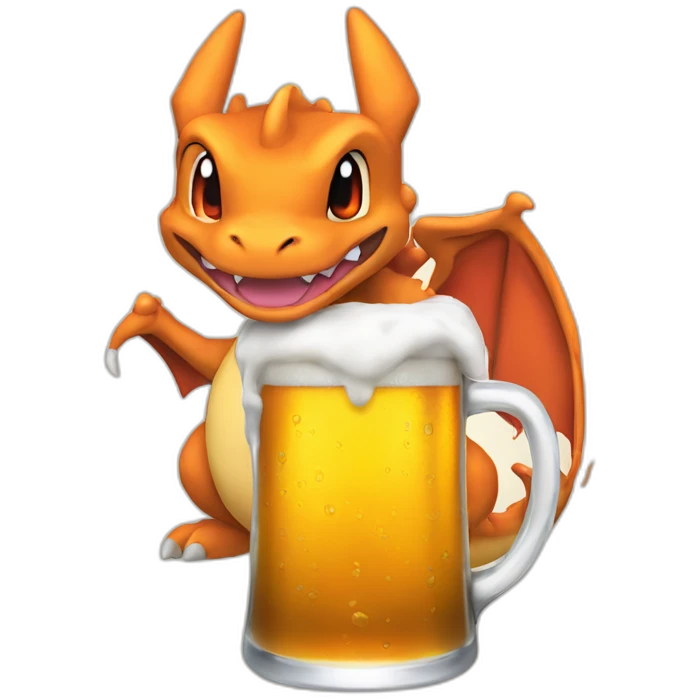 Charizard drinking beer emoji