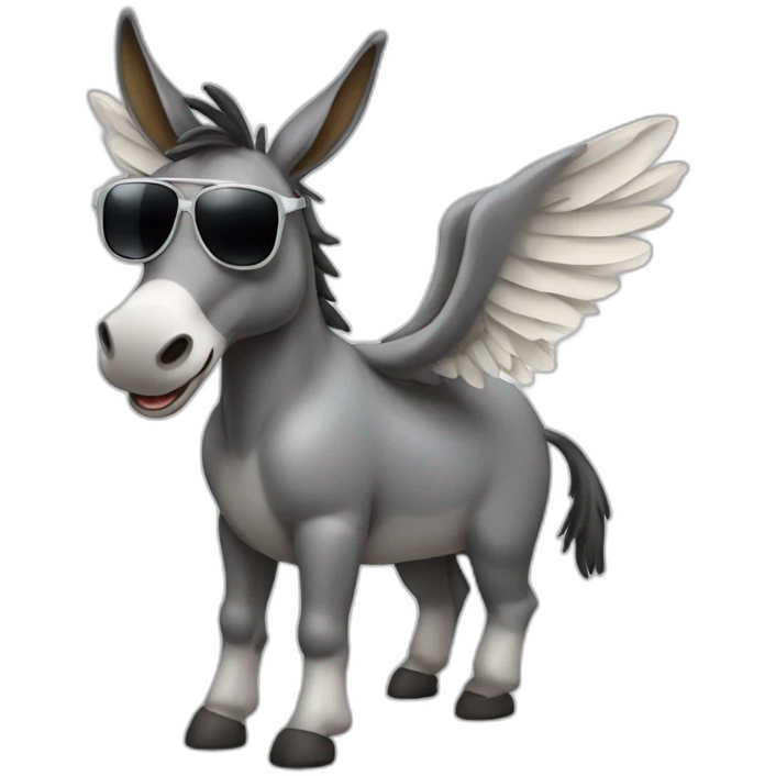 flying donkey with wings and sunglasses emoji