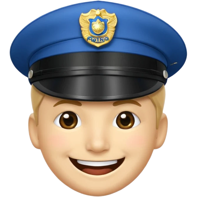 Emoticono de policía sonriente con gorra de policía municipal de Pamplona  emoji