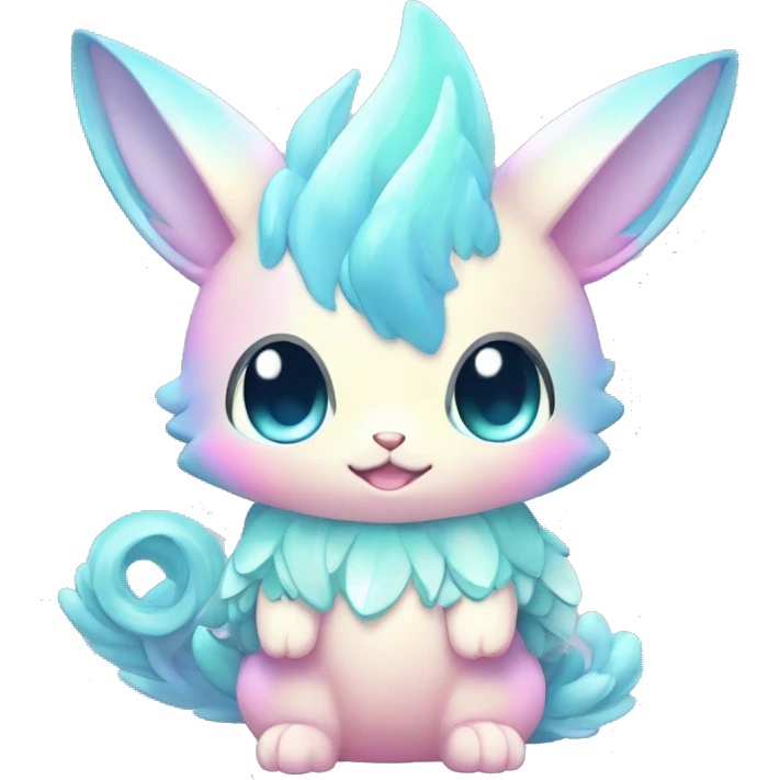 Shiny Shy Cool Sparkly Colorful Pastel beautiful fantasy Kawaii Ethereal Sona Fakemon-animal Full Body emoji