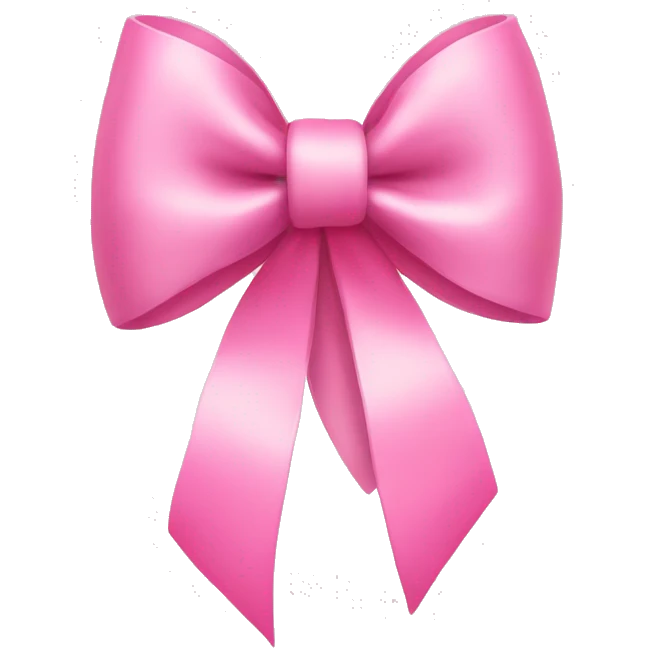 Pink bow with light pink heart emoji