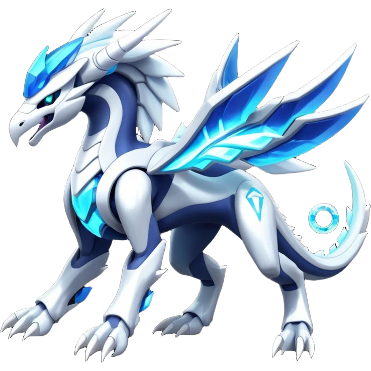 Futuristic Modern Epic Legendary Shiny Cyber-Suicune-Dialga-Reshiram-Creature, (full body) emoji