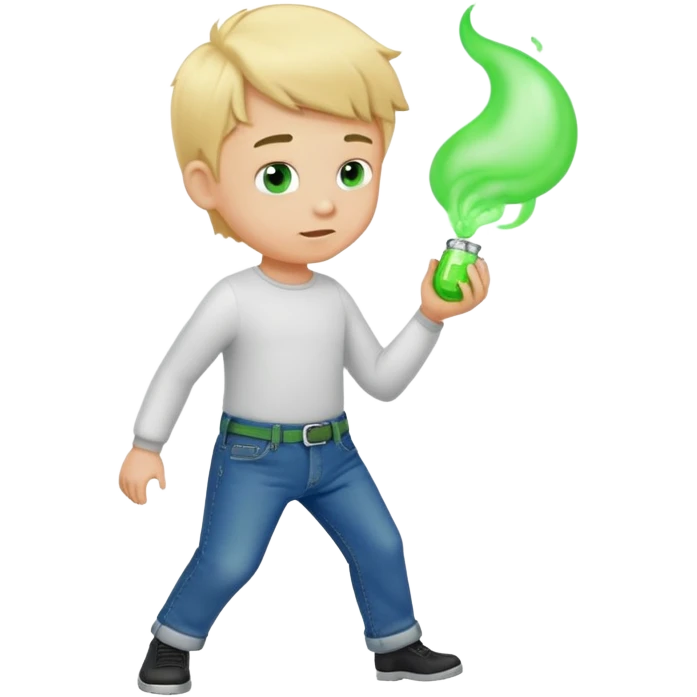 blonde boy farting green from jeans emoji