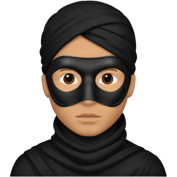 a man with a black mask on his full face including eyes and lips   emoji