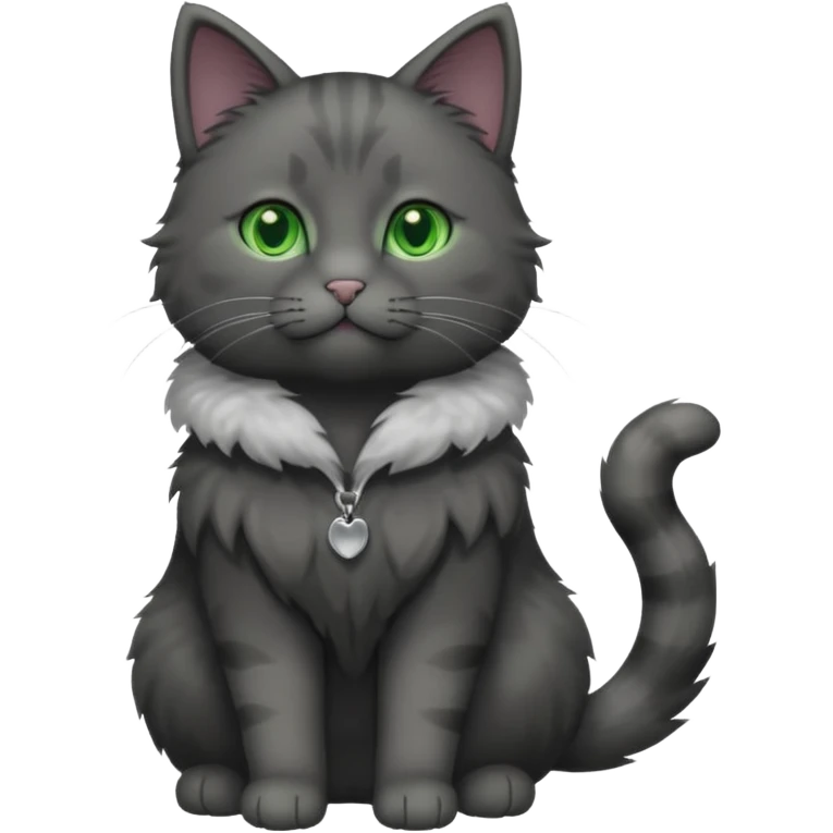 full body solid dark grey cat with green eyes and white paws emoji