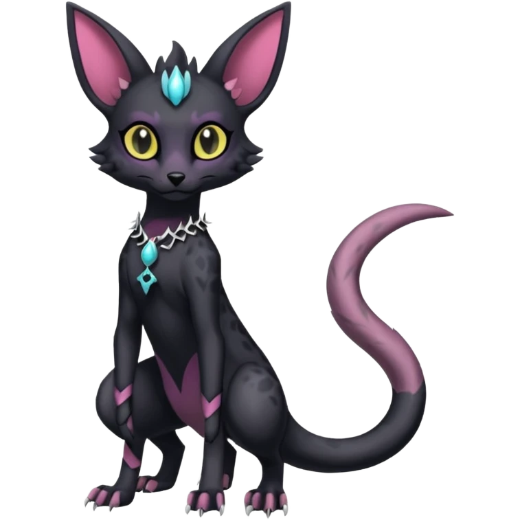 Gothic pastel Salandit-Umbreon-Genet-Noivern-Noibat-Serval-Hybrid (Full body) emoji