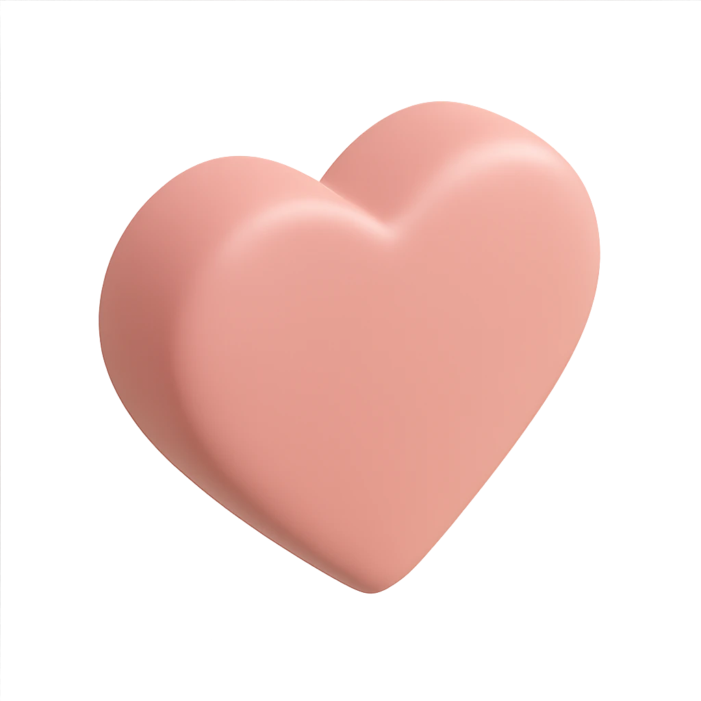 minimalist 3D poly icon of a heart emoji