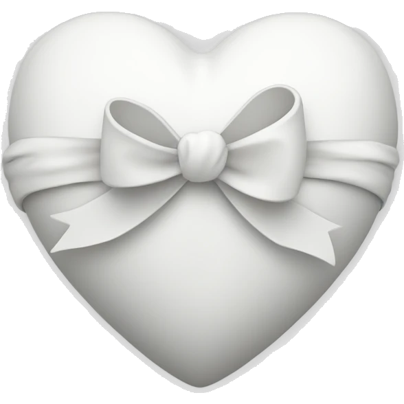 White heart with a small bow in the middle wrapped around the heart emoji