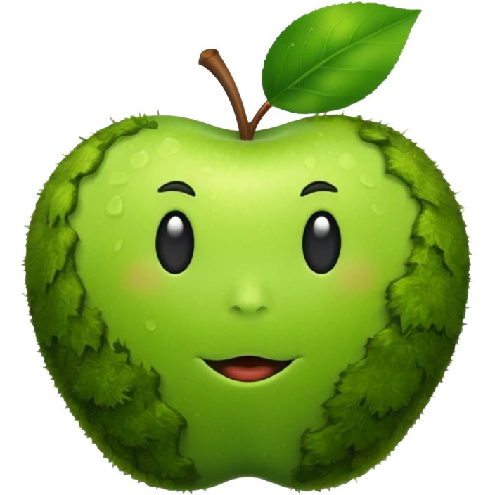 теперь это яблоко сделай пушистым как мох  зеленого цвета emoji