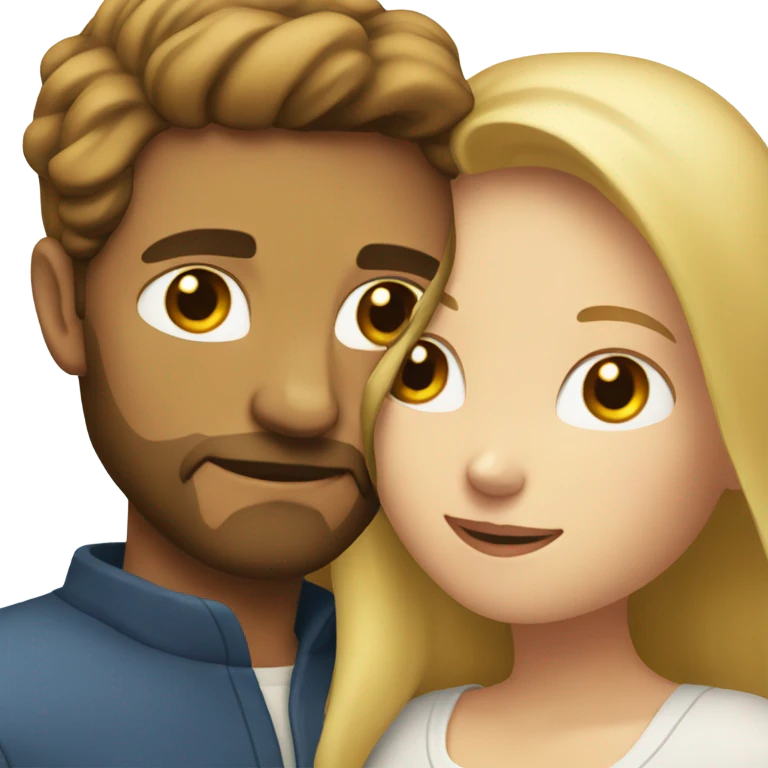 White man BROWN beard and BROWN hair hugging white woman with long blonde hair emoji