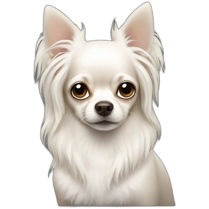 White chihuahua with long hair emoji