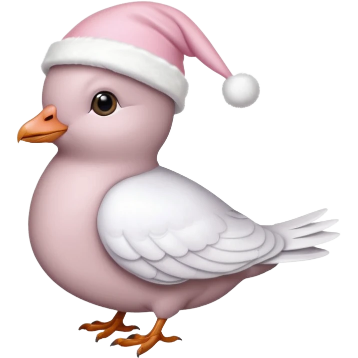 light pink beautiful magestic dove wearing light pink and white christmas hat  emoji