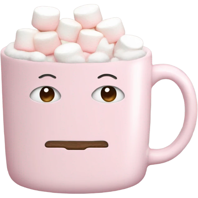 Light Pink mug of hot chocolate with marshmallows  emoji