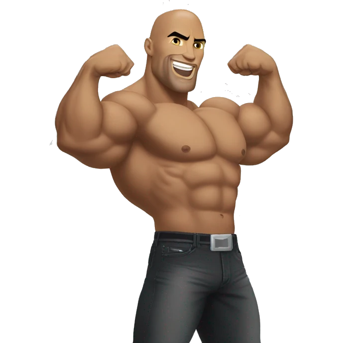 the rock double biceps holding lightning bolts emoji