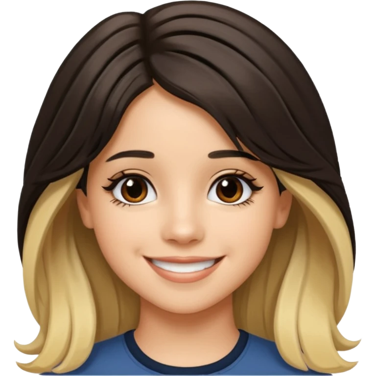 Camila Cabello with long dark brown hair with blonde highlights emoji