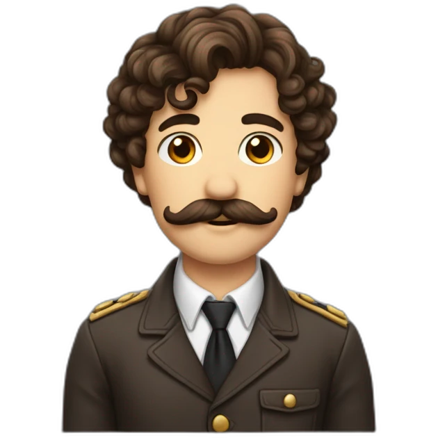 garçon cheveux bouclé mi-long et brun et moustache emoji