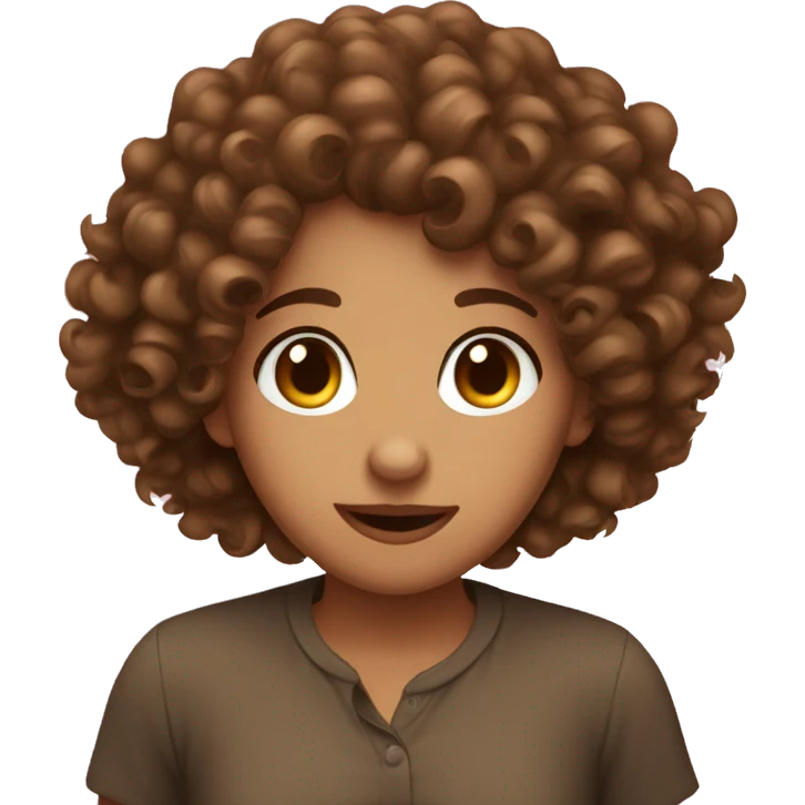 brown curly haired girl delusional in love  emoji