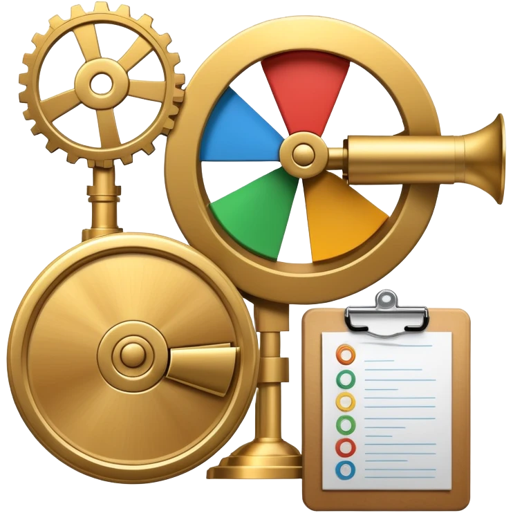 An icon featuring a pie chart, a clipboard, and a megaphone, symbolizing management and marketing. The design includes gears representing strategy and a dollar sign to highlight business growth. Transparent background emphasizes the dynamic world of business leadership and promotion. emoji