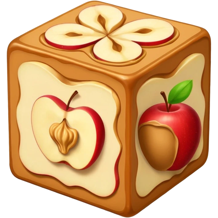 apple slice cube with peanut butter emoji