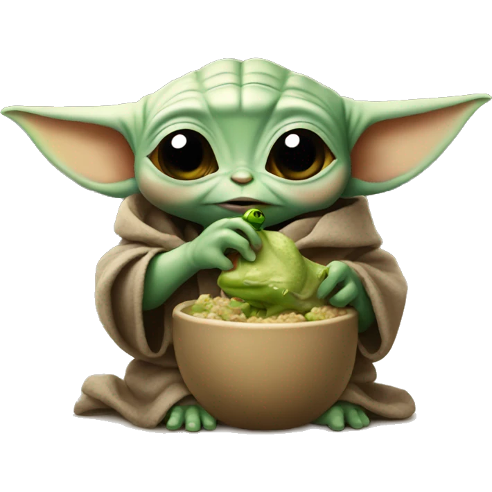 Baby yoda eating frog emoji