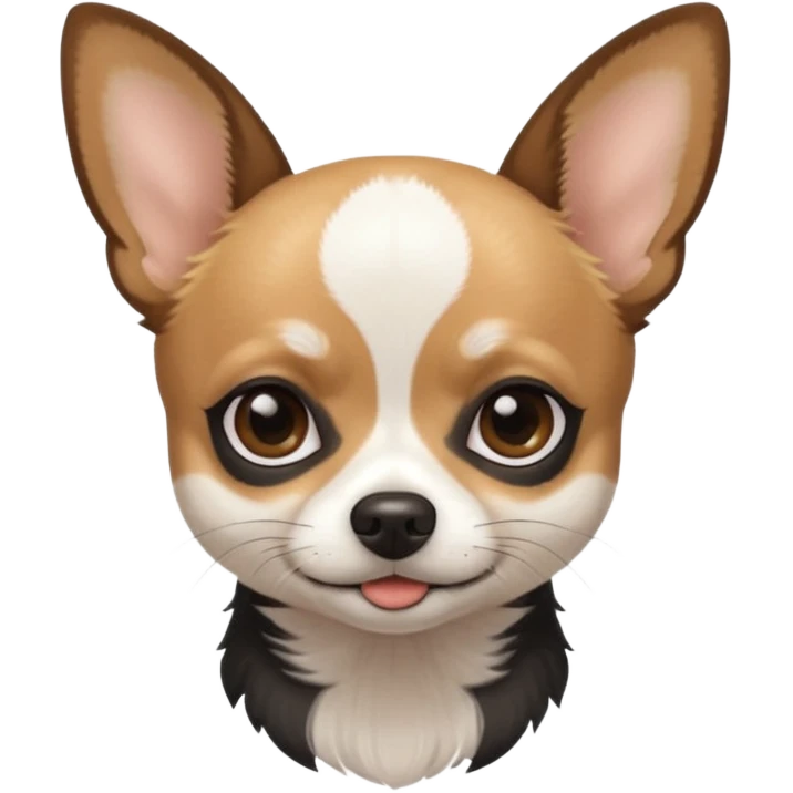A black and white chihuahua emoji please with a thin white line on the center of head and brown eyebrow emoji