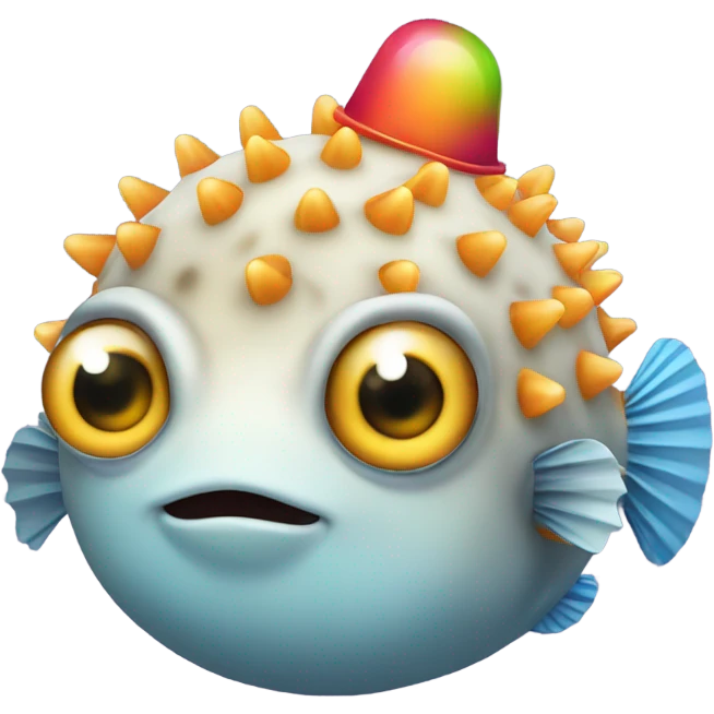 Puffer fish with birthday hat cuter emoji