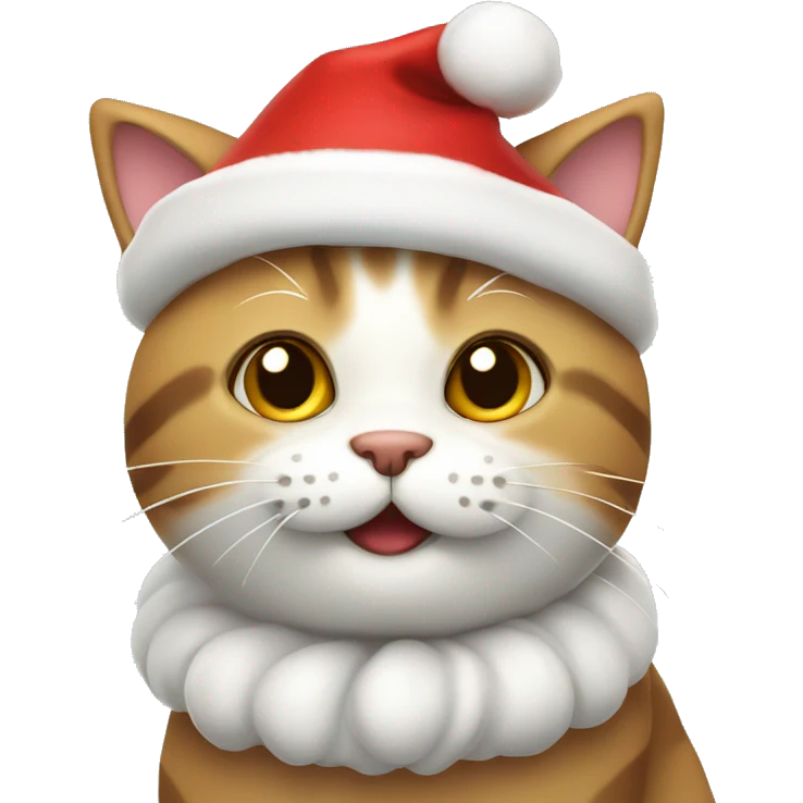 cute smiling cat with Christmas hat emoji