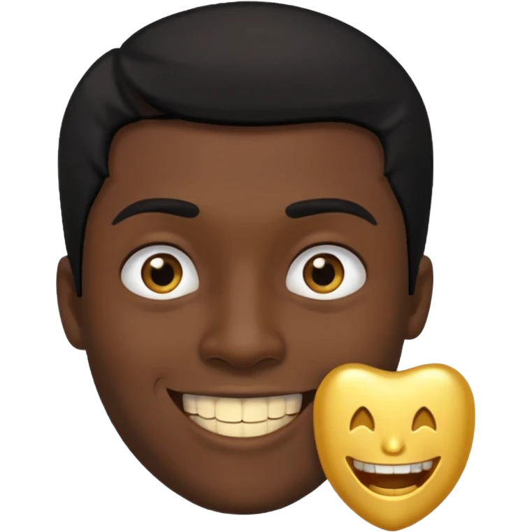 Isso agora faca esse emoji masculino com um cabelo preto baixo e um sorriso com um dente de ouro emoji