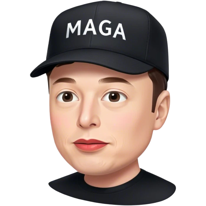 elon musk wearing a black "MAGA" hat emoji