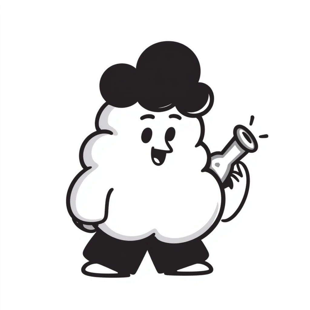 cute hand-drawn poop character holding a small bong emoji