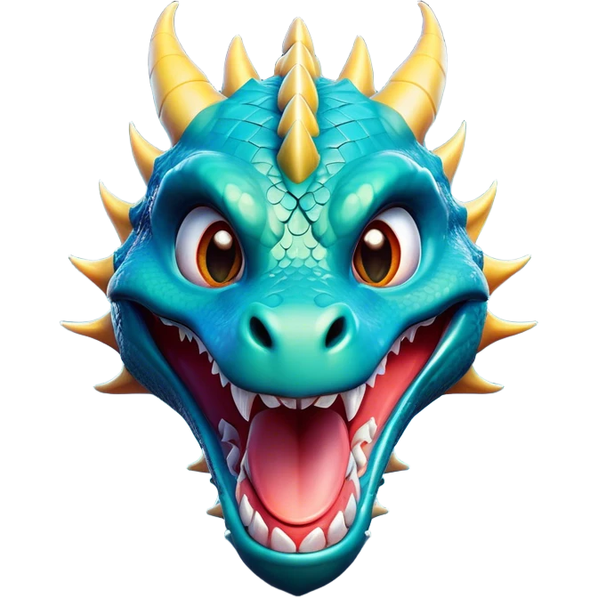 Cinematic Comical Dragon Portrait Emoji, Head tilted dramatically with an exaggeratedly amused expression, featuring a striking, glossy scaled body with bold, angular features and wide, expressive eyes filled with playful disbelief, Simplified yet hilariously expressive features, highly detailed, glowing with a slightly sassy, otherworldly glow, high shine, dramatic yet playful, stylized with an air of cheeky mythical mischief, soft glowing outline, capturing the essence of a spirited and over-the-top dragon that looks ready to breathe fire into internet fame instantly! emoji
