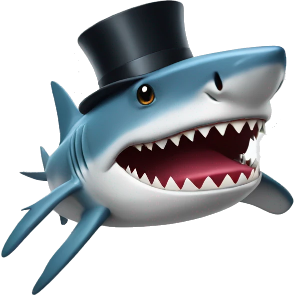 Shark with a top hat emoji
