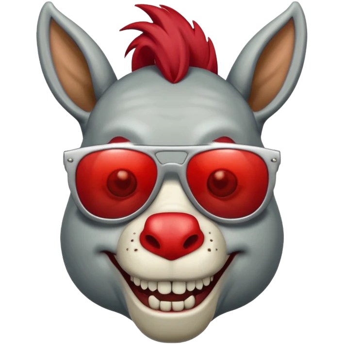 Zombie donkey with sun glasses and red hair and joker nose hungry  emoji
