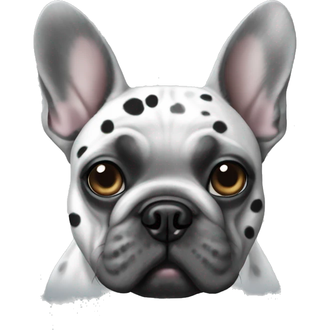 Grey French bulldog with black spots emoji