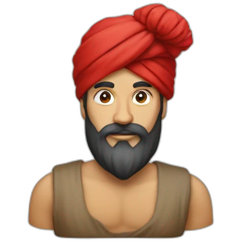 Homme avec un turbans sur la tête avec une grande craie rouge dans les main emoji