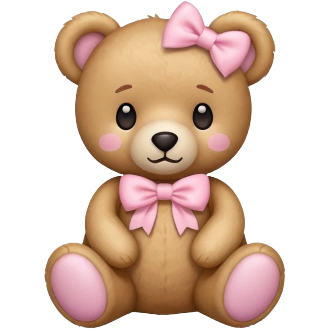 teddy bear with pastel pink bow emoji