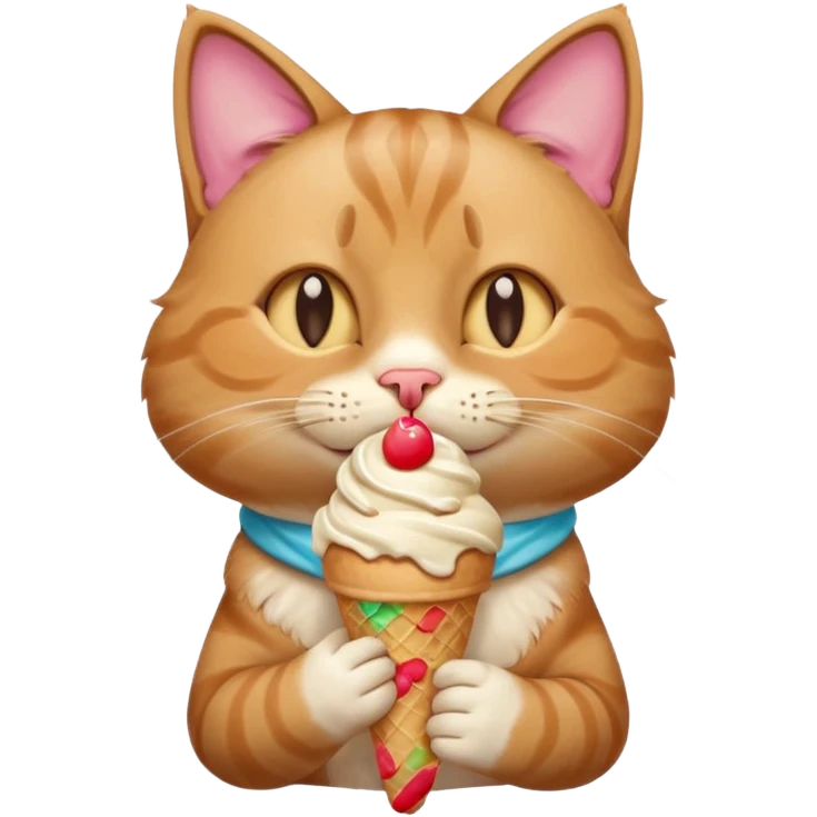 A cat enjoying an ice cream, eyes closed in delight, portrait, bust up emoji