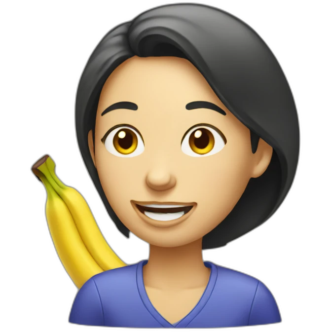 Profile of a Woman eating banana emoji