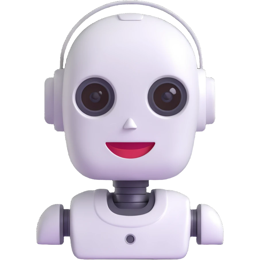 Cute robot assistant head, smile emoji