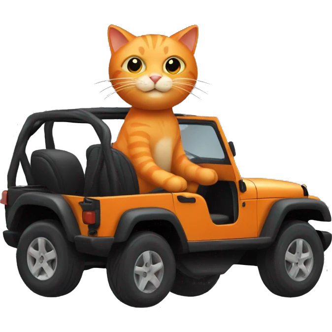 Orange cat driving a black jeep emoji
