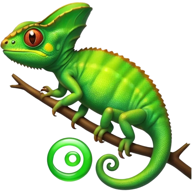 please create an animated color changing emoji that can be used as favicon . the default colour must be green and then its colour must change. the chemeleon should look to the left side emoji