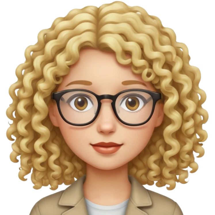 Curly haired aesthetic blond girl with glasses  emoji