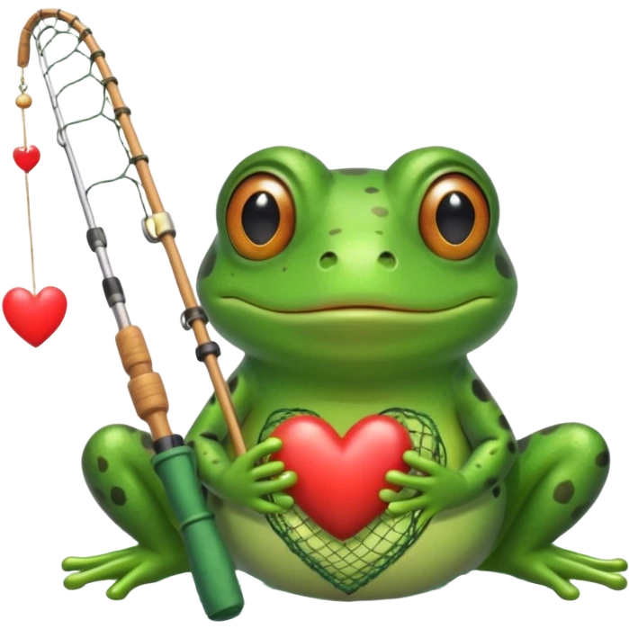 Frog fishing love emoji