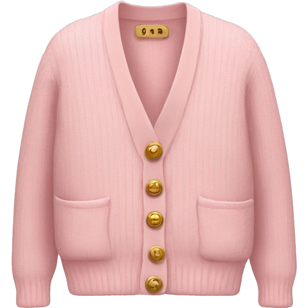 Pastel pink cardigan gold buttons emoji