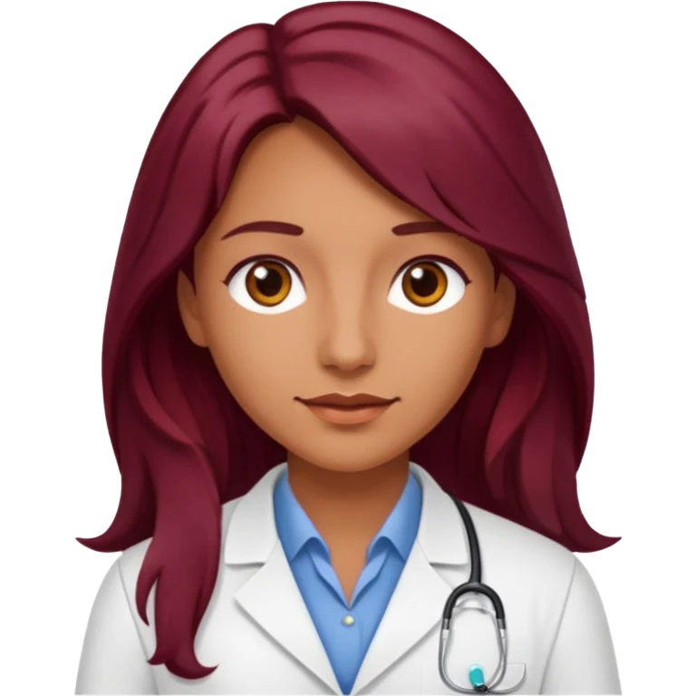 pharmacist with tanned skin and long burgundy hair emoji